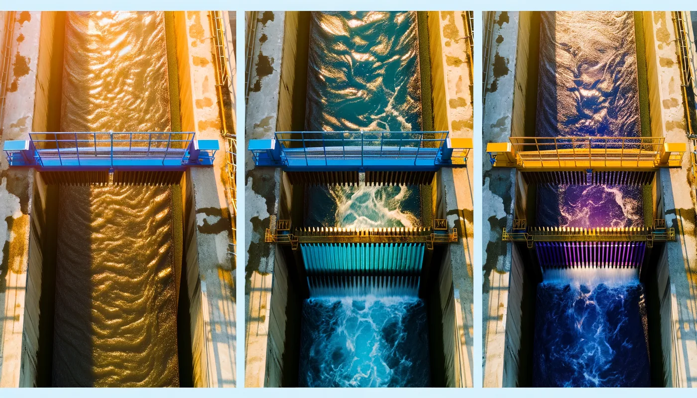 Aerial view of dam floodgates regulating the flow of water — a visual metaphor for AI governance controlling what AI systems are allowed to do